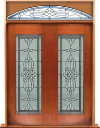 regent leadlight: single door + sidelight on right