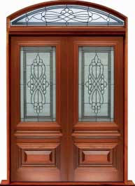 sovereign leadlight: double door + sidelight on right