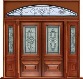 sovereign leadlight: double door + sidelight on right